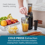 Elite Gourmet Masticating Juicer Machines, 12-inch Juicer, Masticating Cold Press Juicer Machines, Juicer for Vegetables and Fruits, Easy to Clean Juicer, Charcoal Grey