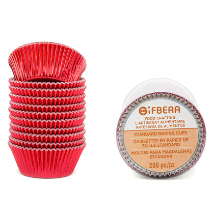 Gifbera White Metallic Foil Cupcake Liners Standard Size Baking Cups, 200-Count