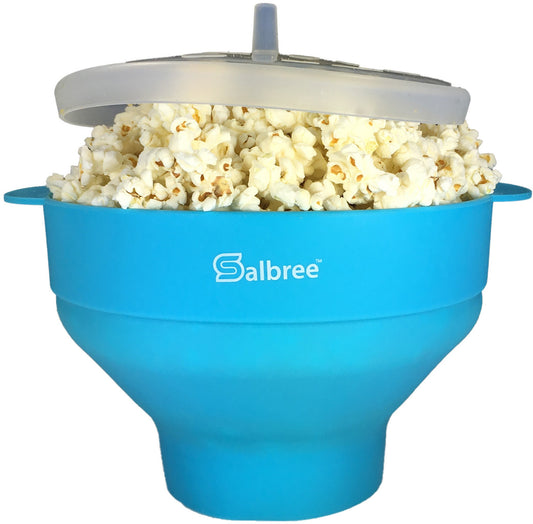 The Original Salbree Microwave Popcorn Popper Machine, Silicone Popcorn Maker, Collapsible Microwavable Bowl - Hot Air Popper - No Oil Required - The Most Colors Available (Turquoise)