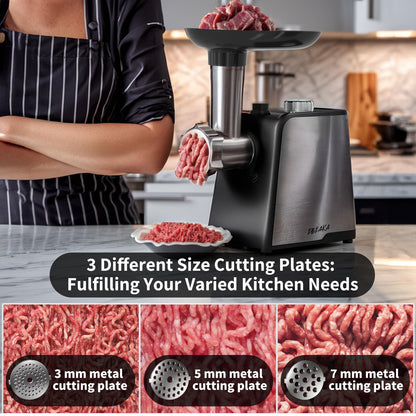 EBEAKA Electric Meat Grinder & Sausage Stuffer Maker, Heavy Duty Meat Mincer with Stainless Steel Blades & 3 Grinding Plates, Food Grinder with Kubbe Kit & Sausage Stuffer Tubes for Home Kitchen Use