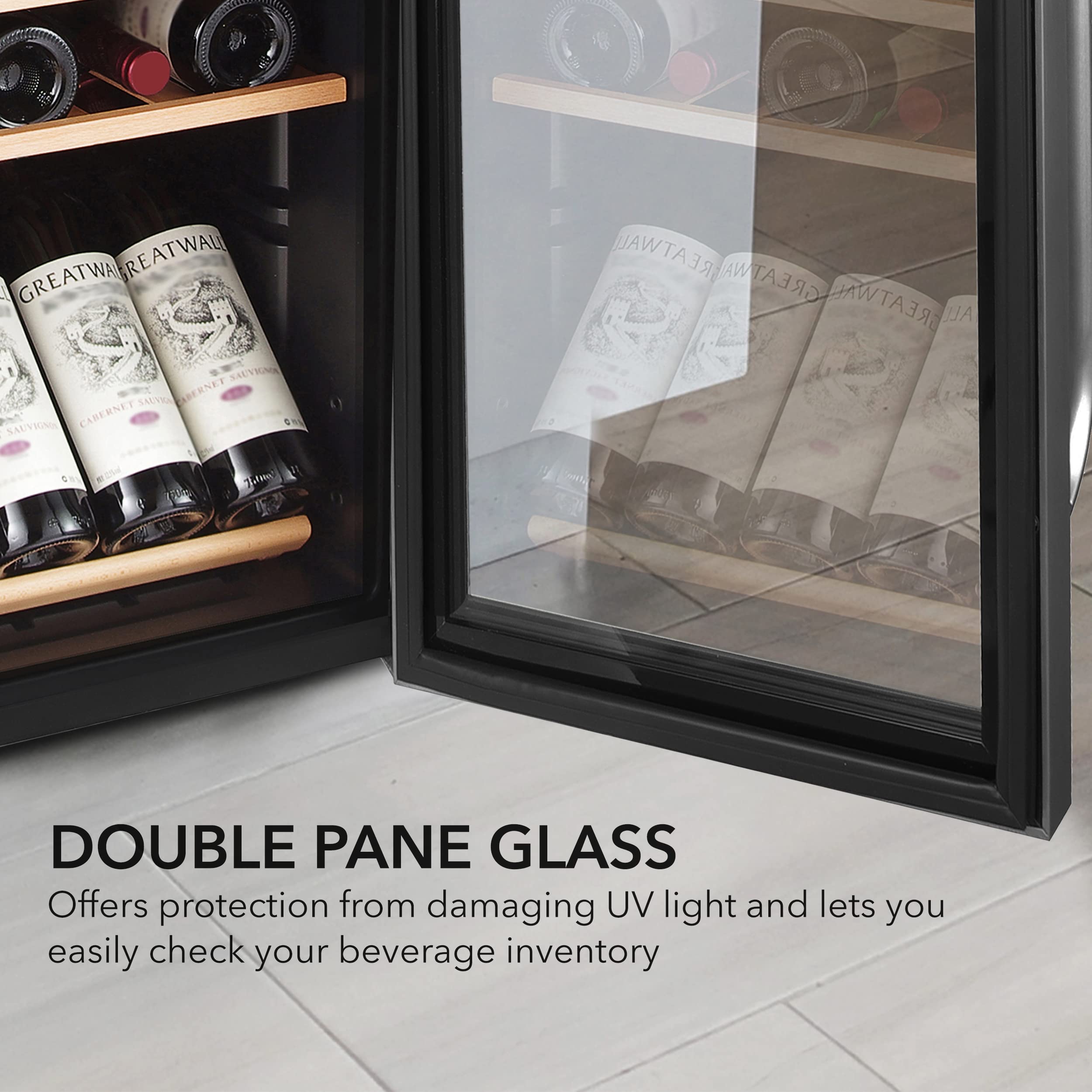 Whynter FWC-341TS 34 Bottle Freestanding Stainless Steel Wine Refrigerator with Display Shelf and Digital Control, Gray