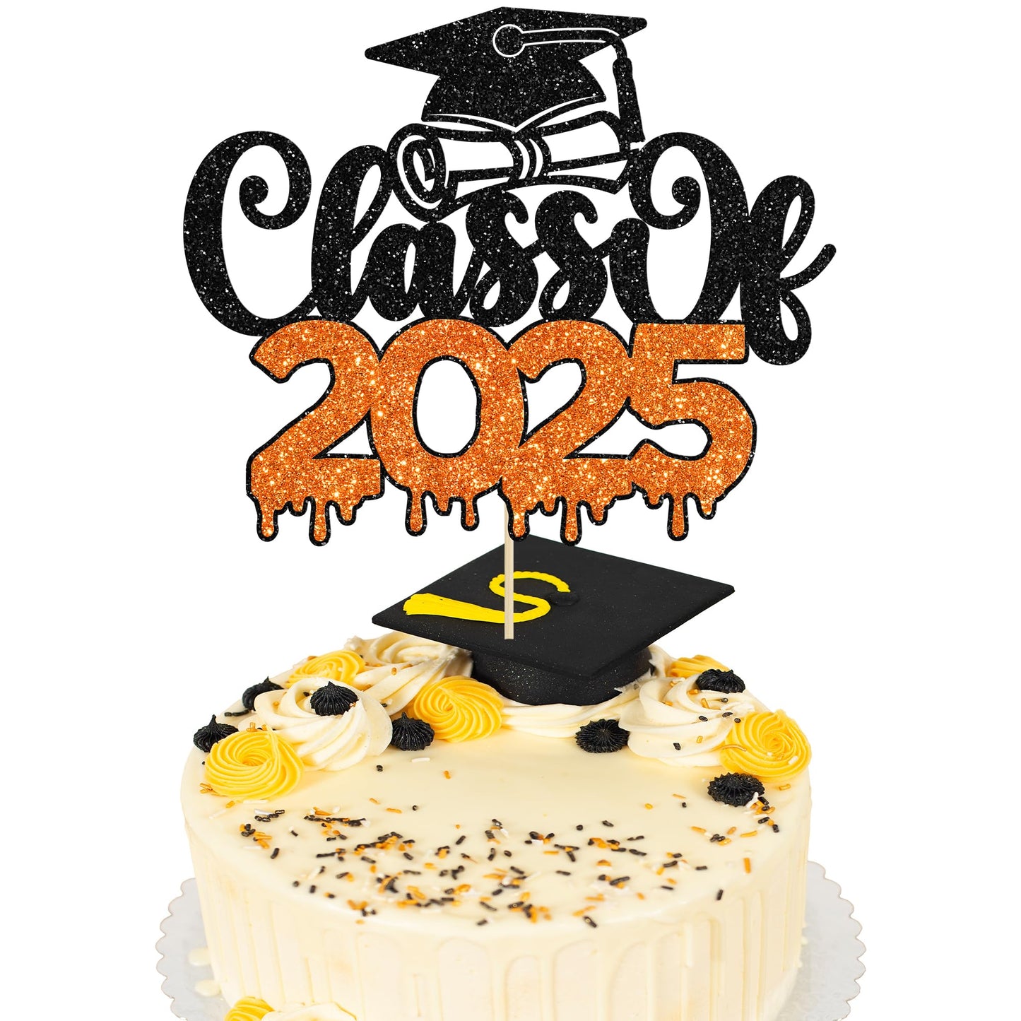 1Pc Congrats Grad 2025 Cake Topper Red Glitter Diploma Graduation Cap Cake Pick Congrats Class of 2025 Cake Decorations for 2025 Graduation Theme High School Boys Girls Graduate Party Supplies