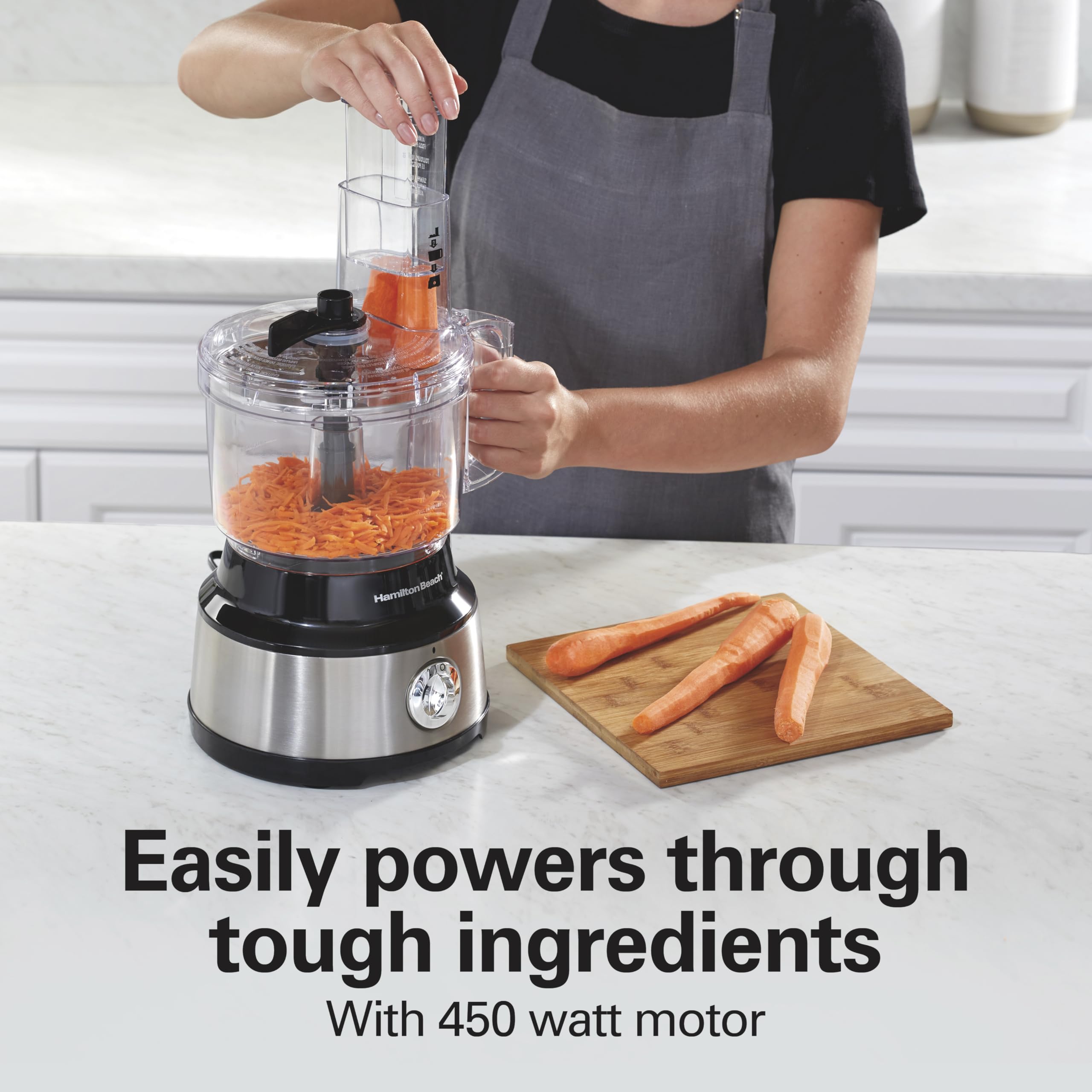 Hamilton Beach Food Processor & Vegetable Chopper for Slicing, Shredding, Mincing, and Puree, 10 Cups + Easy Clean Bowl Scraper, Black and Stainless Steel (70730)