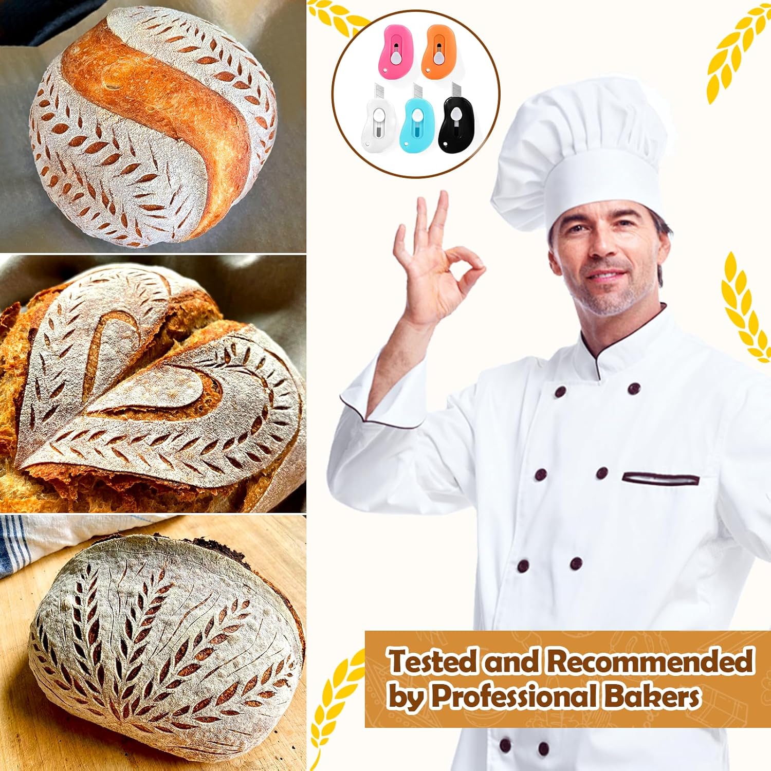 XANGNIER Bread Lame Dough Scoring Tool,5 Pack Sourdough Scoring Tools,Bread Dough Cutter Slashing Razor Tool,Bread Baking & Making Tools Supplies Accessories