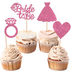 24 PCS Bride to Be Cupcake Toppers with Heart Ring Dress Bridal Shower Cupcake Picks Wedding Engagement Bachelorette Party Cake Decorations Supplies