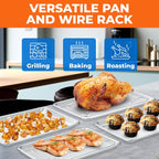 Baking Pan Set - 9" x 13" Aluminum Baking Pan with Stainless Steel Cooling Rack Set, PFOA, PFOS, PTFE Free, Recipe Booklet Included, Oven Safe Tray, Resist Heat Up To 500° F, Set of 2