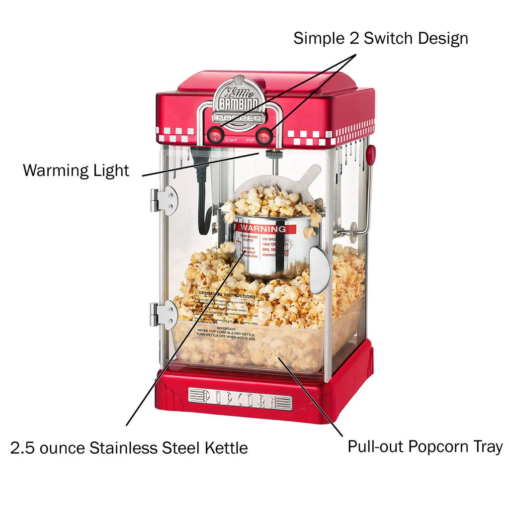 Great Northern Popcorn Company Little Bambino Popcorn Machines, nowoczesny szary, czerwony