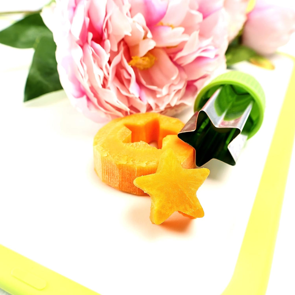Vegetable Cutter Shapes Set - 8pc Press-type Mini Cookie Cutters Fruit Cookie Pastry Stamps Mold for Kids Baking and Food Supplement Tools Accessories