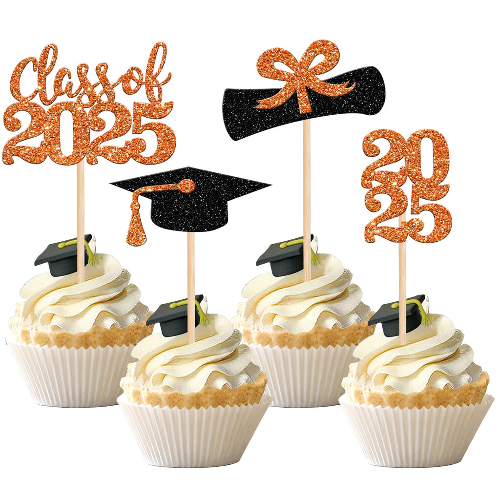 36 PCS 2023 Graduation Theme Cupcake Toppers Glitter Class of 2023 Graduation Cap Diploma Cupcake Picks Party Cake Decorations Supplies Red