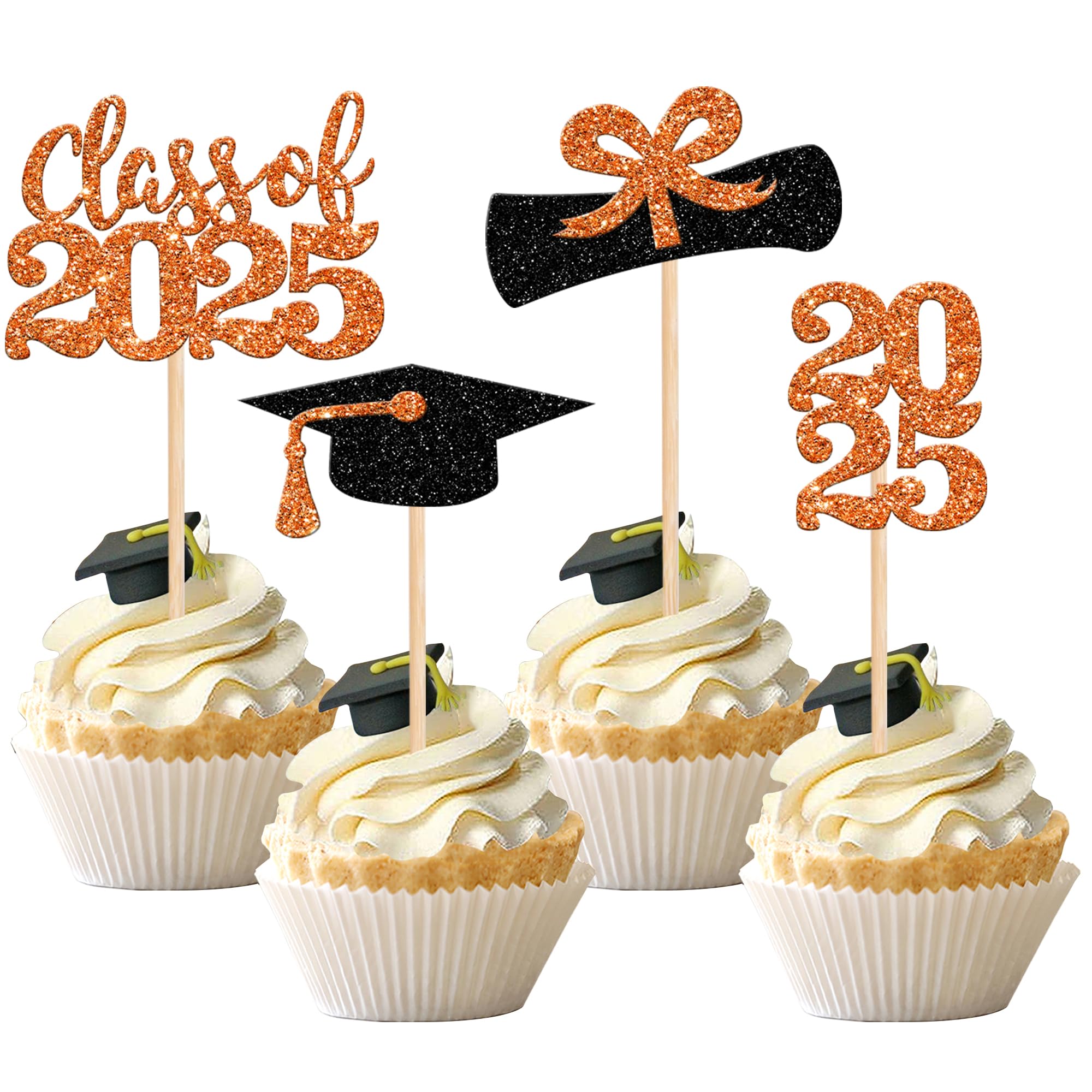 36 PCS 2023 Graduation Theme Cupcake Toppers Glitter Class of 2023 Graduation Cap Diploma Cupcake Picks Party Cake Decorations Supplies Red
