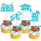 24 PCS 2025 Graduation Cupcake Toppers Glitter Diploma Congrats Grad Cap Cupcake Picks Class of 2025 Cake Decorations for 2025 Graduation Theme Party Supplies Pink