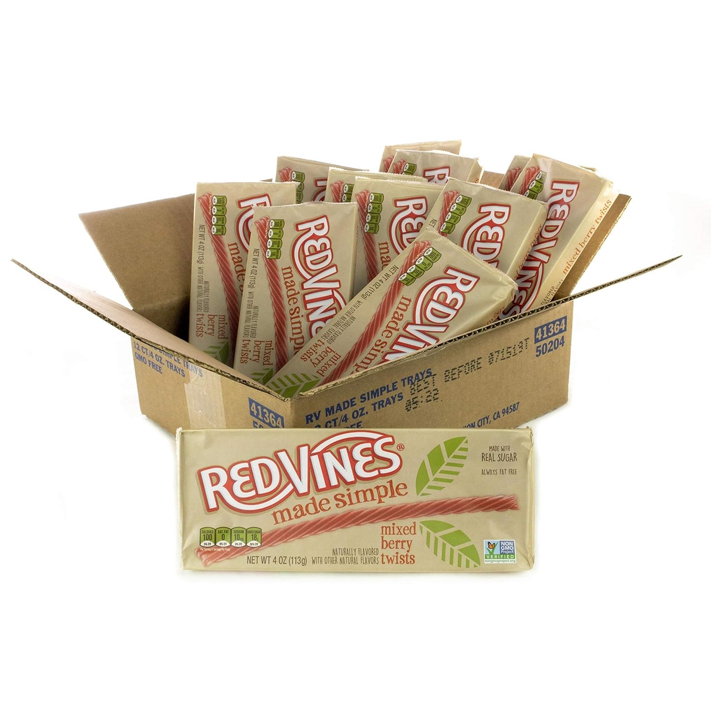 Red Vines Made Simple Licorice, Mixed Berry Flavored Twists, 4oz Tray (12 Pack), Soft & Chewy Candy, Assorted (50204)