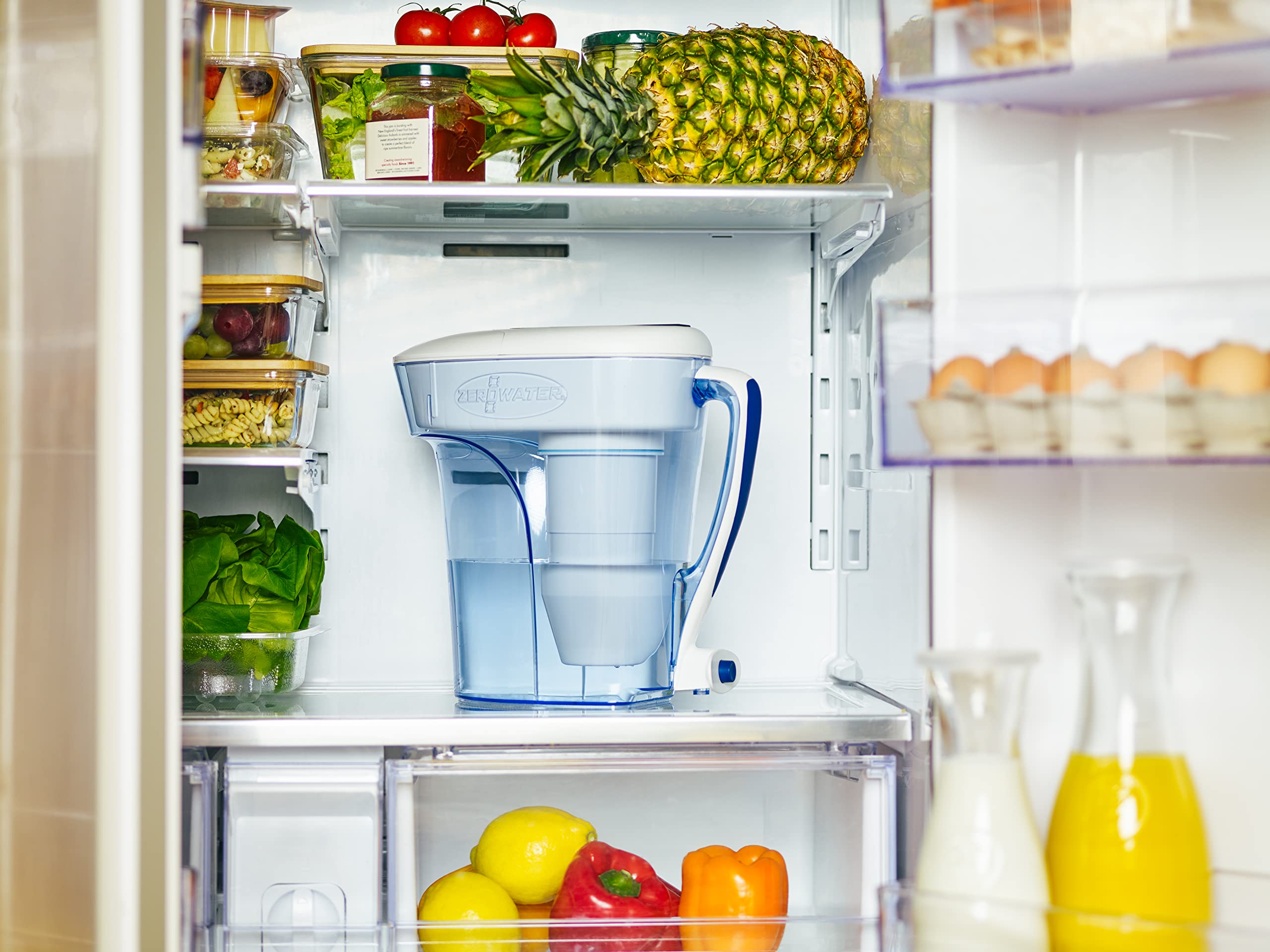 Dzbanek filtrujący wodę ZeroWater 12-Cup Ready-Pour 5-Stage z 5-stopniowym filtrem wody 0 TDS Zero – certyfikowany przez IAPMO w celu redukcji metali, chloru, ołowiu, chromu i wiecznych chemikaliów PFOA/PFOS