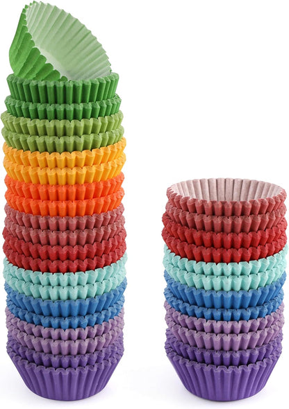 GUSTO [500 Pcs] Mini Cupcake Liners for Baking, Colorful Muffin Liners, Food Grade & Grease-Proof, Baking Cups - Bright Assorted Colors for Candy Cups and Cake Balls - (Formerly Comfy Package)