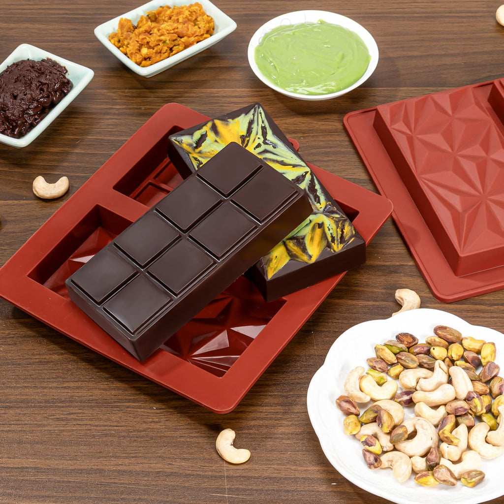 Chocolate Bar Mold Deep Dubai 1 Inch Pistachio Chocolate Bar Silicone Thick Mold for Stuffed Bar, Large Candy Bar Mould for Filling