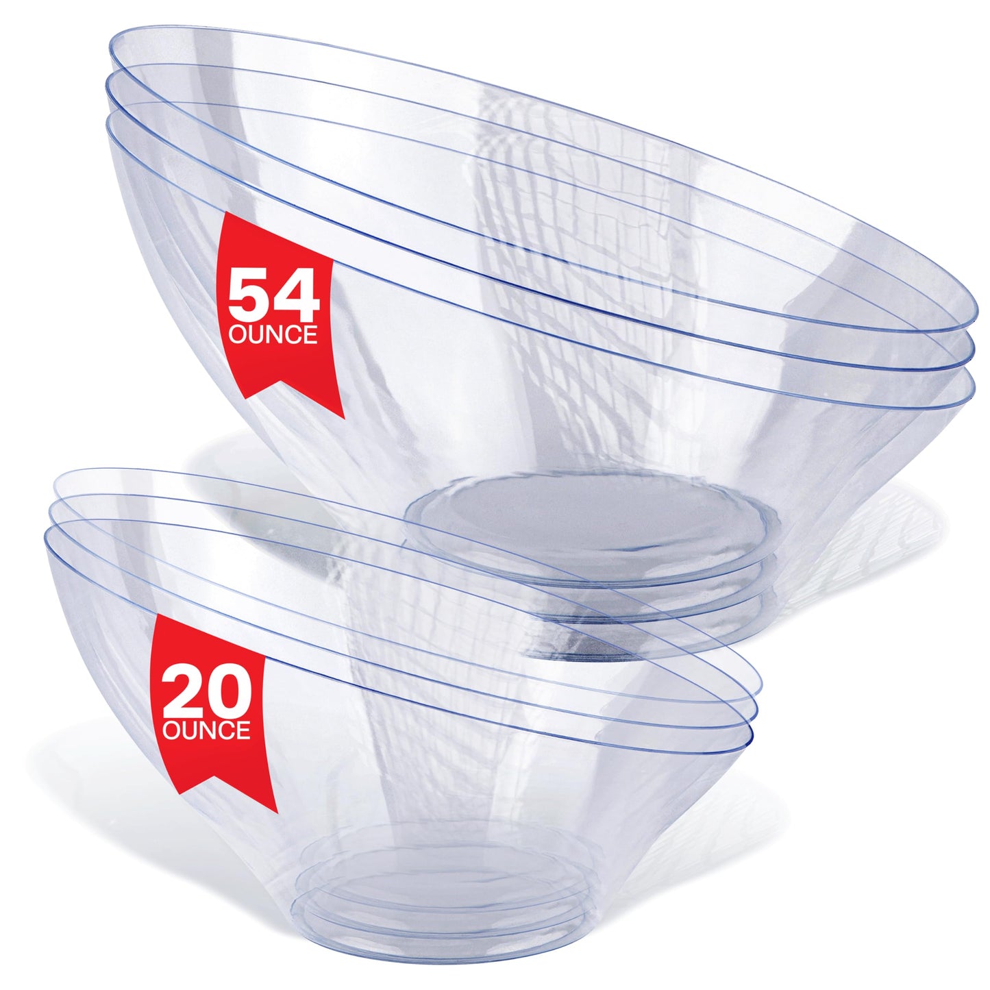 20oz Clear Plastic Serving Bowls (4 Pack) Medium Disposable Candy Dishes, Buffet Containers, Chips, Popcorn, Snacks, Mints, Salad Bar, Snack Bowl, Parties, Office Desk, Bridal Shower, Party Supplies