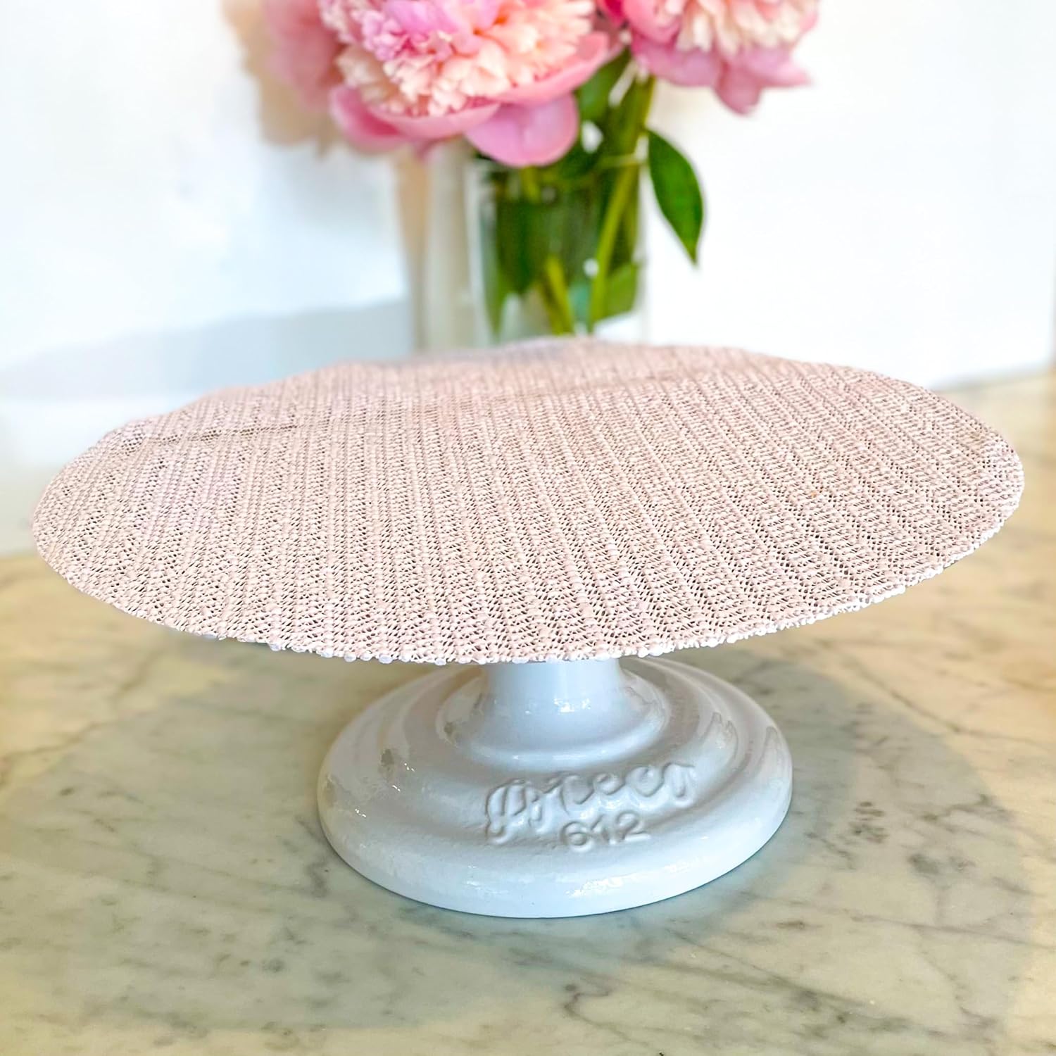 Ateco Cast Iron and Non-Slip Pad Cake Stand, 12 inch, White