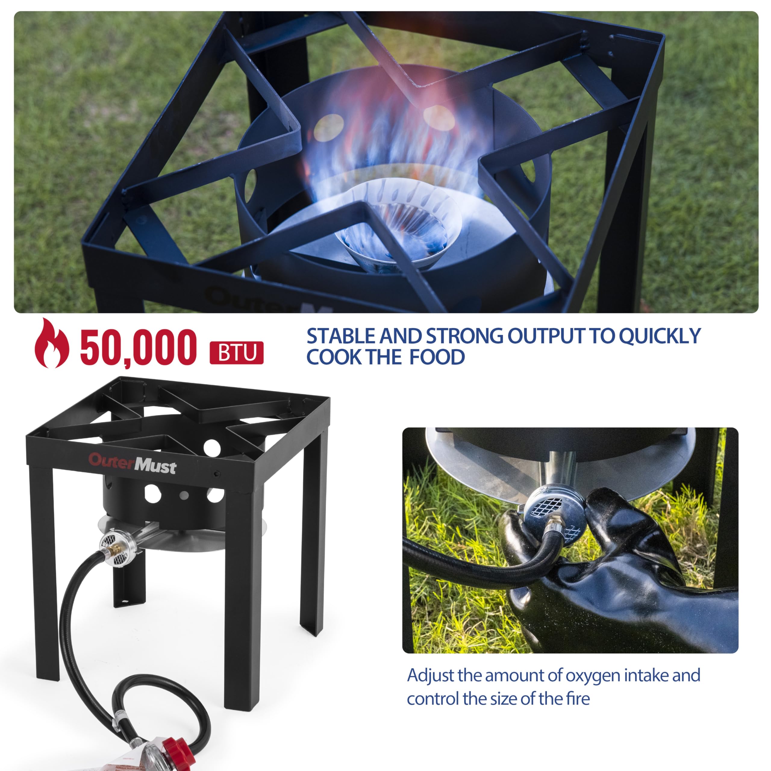 OuterMust 30 QT. Turkey Fryer Set 50,000 BTU Carb Boil Pot with Basket and Burner Set, Ideal for Cooking Turkey, Crawfish, Crab