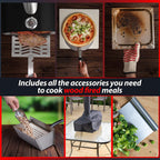 Piec do pizzy Deco Chef Outdoor Pizza Oven z funkcją 2 w 1 do pizzy i grilla, 13-calowy kamień do pizzy, przenośna 3-warstwowa konstrukcja ze stali nierdzewnej, łopatka do pizzy, skrobak do ciasta, łopatka, grill szczelinowy (czarny)