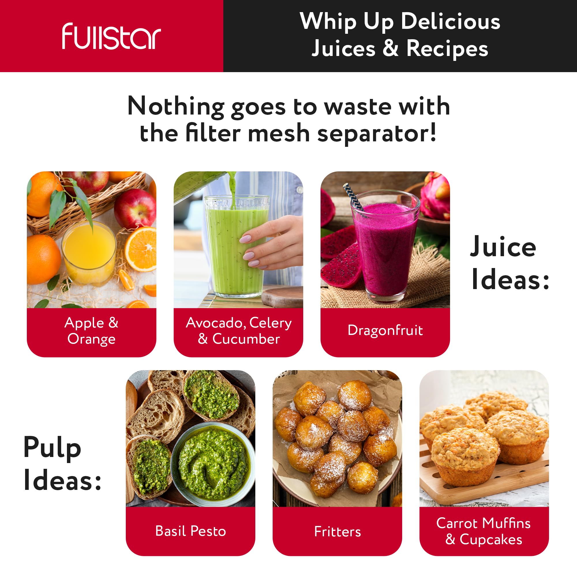 Fullstar Juicer Machines Vegetable and Fruit Juicer - 2-Speed Small Juicer, Juice Extractor Machine, Juice Maker Machine, Juice Maker, Fruit Juicer Machine, BPA Free Compact Juicer (Black)