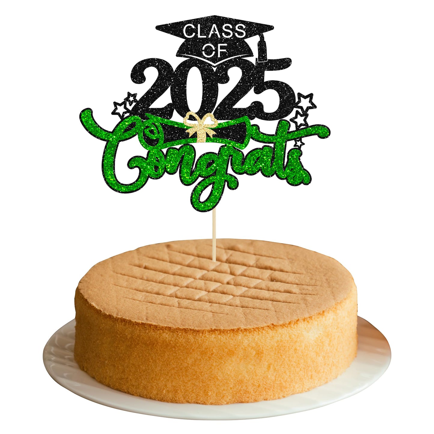 1Pc Congrats Grad 2025 Cake Topper Red Glitter Diploma Graduation Cap Cake Pick Congrats Class of 2025 Cake Decorations for 2025 Graduation Theme High School Boys Girls Graduate Party Supplies