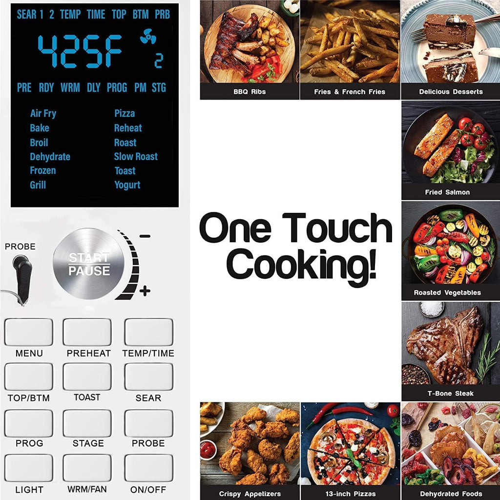 Nuwave Bravo XL Air Fryer Toaster Smart Oven, 12 w 1, kombinacja grilla/płyty do pieczenia, pojemność 30 qt XL, 50°F-500°F regulowana w precyzyjnych odstępach co 5°F, zintegrowany inteligentny termometr, technologia Linear T