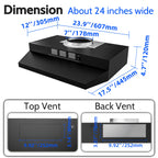 FIREGAS Black Range Hood 24 inch, 300CFM Ducted/Ductless Convertible Under Cabinet Kitchen Hood in Black Painted Stainless Steel with 2 watt LED Light and Filter, 2 fan speeds