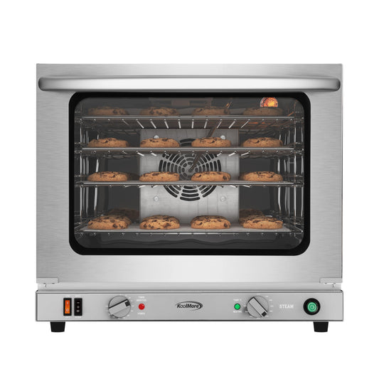 KoolMore 23 in. Commercial Countertop Convection Oven for Half-Size Pans with 4 Racks 2800W of Power and Steam Injection, 240V in Stainless-Steel, ETL Listed for Safety and Sanitation (KM-CTCO-23STI)