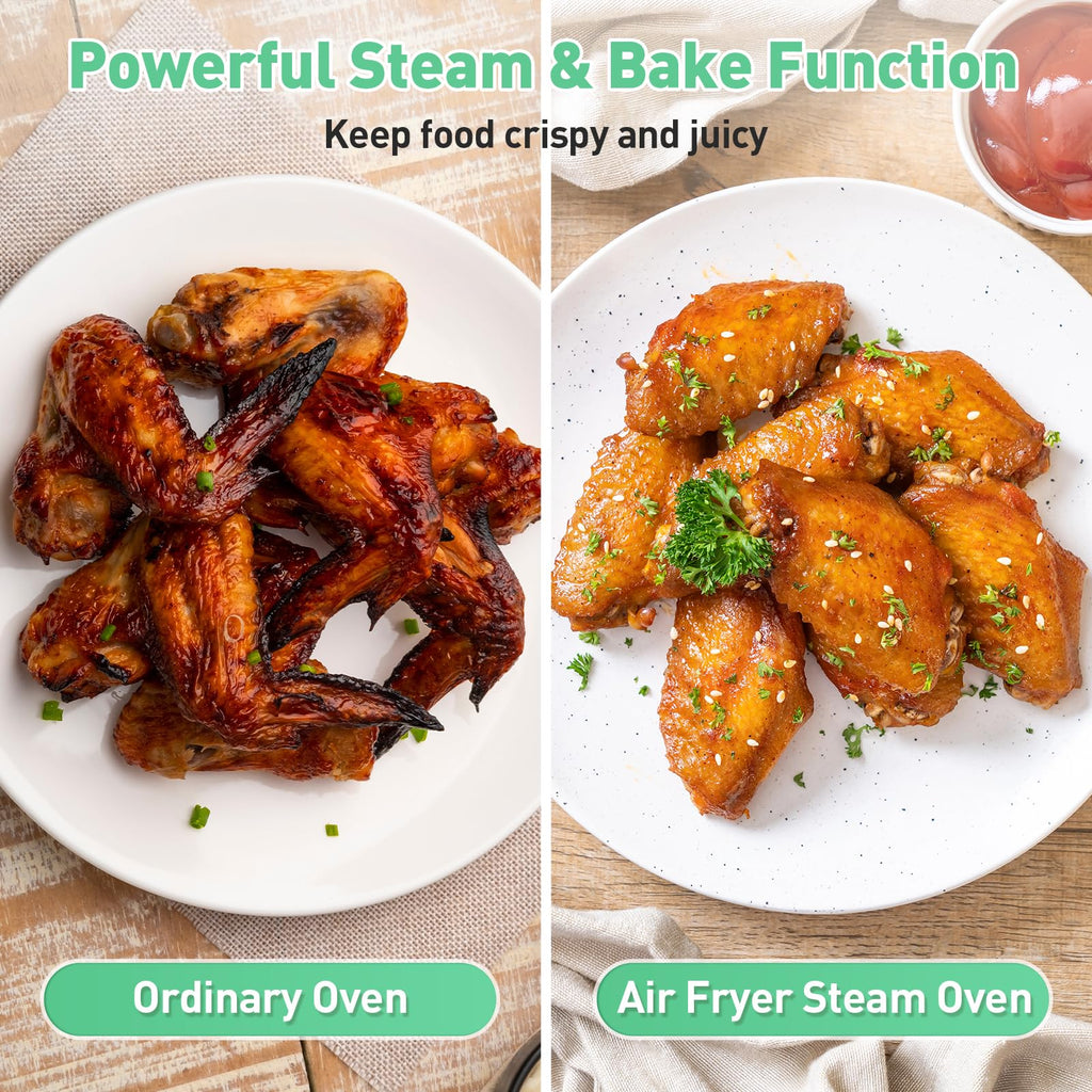 Piekarnik parowy Secura Multifunction Air Fryer, 13 Quart Compact Oven z funkcją pieczenia konwekcyjnego, Airfryer, Rapid Steam, Ferment, Dehydrator Combo, odżywczy i pyszny parowar do gotowania (Mięta zielona)