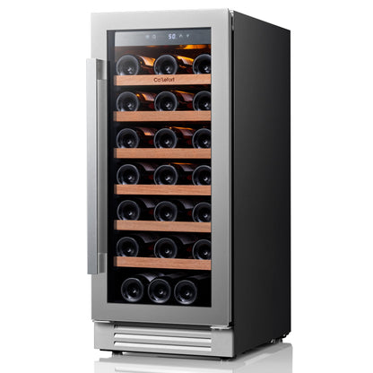 Ca'Lefort Wine Fridge & Cooler - 33 Bottles 15 inch Mini Fridge with Glass Door,Small Wine Refrigerator with Three LED Light Built-in for Home Office Bedroom Bar