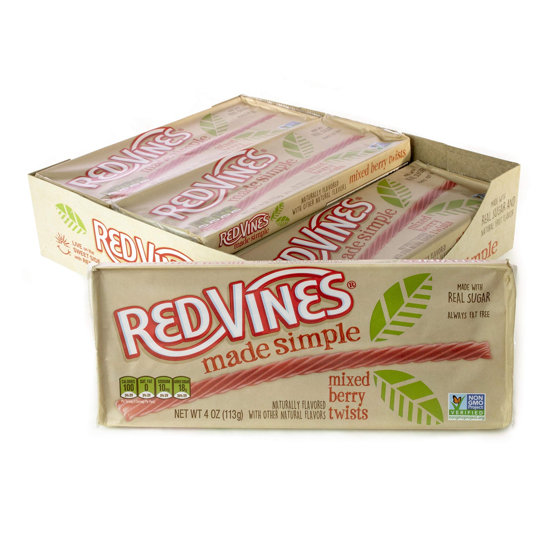 Red Vines Made Simple Licorice, Mixed Berry Flavored Twists, 4oz Tray (12 Pack), Soft & Chewy Candy, Assorted (50204)