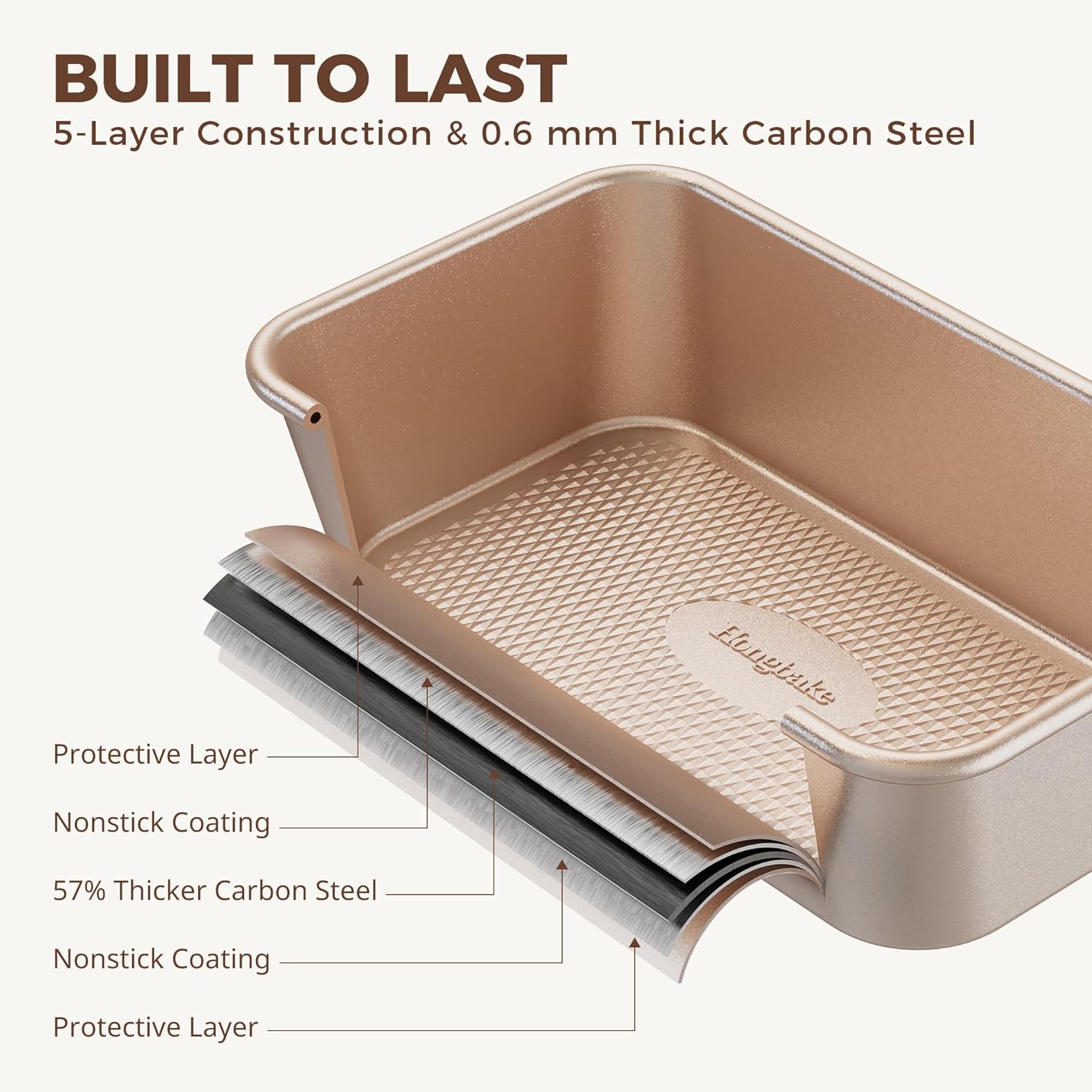 HONGBAKE 9-Piece Baking Pans Set Nonstick, Stackable Non Toxic Bakeware Sets with Diamond Texture, Oven Pan Set for Cooking, Includes Cookie Sheet with Rack, Cake Pan, Roasting Pan, Muffin Tin, Gold