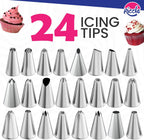 Riccle 88 pcs Cake Decorating Kit with Cake Turntable - Includes 50 Disposable + 2 Reusable Piping Bags and Tips Set, 24 Icing Piping Tips, 2 Spatulas, 3 Icing Comb Scraper, Baking Supplies