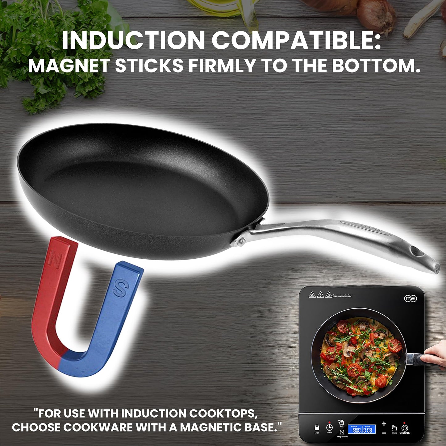 OMEO Portable Induction Cooktop Hot Plate Countertop Burner 1800 Watts Induction Burner with LCD Sensor Touch, LED Display, 10 Temperature Levels, Child Safety Lock, Auto Shutoff Function