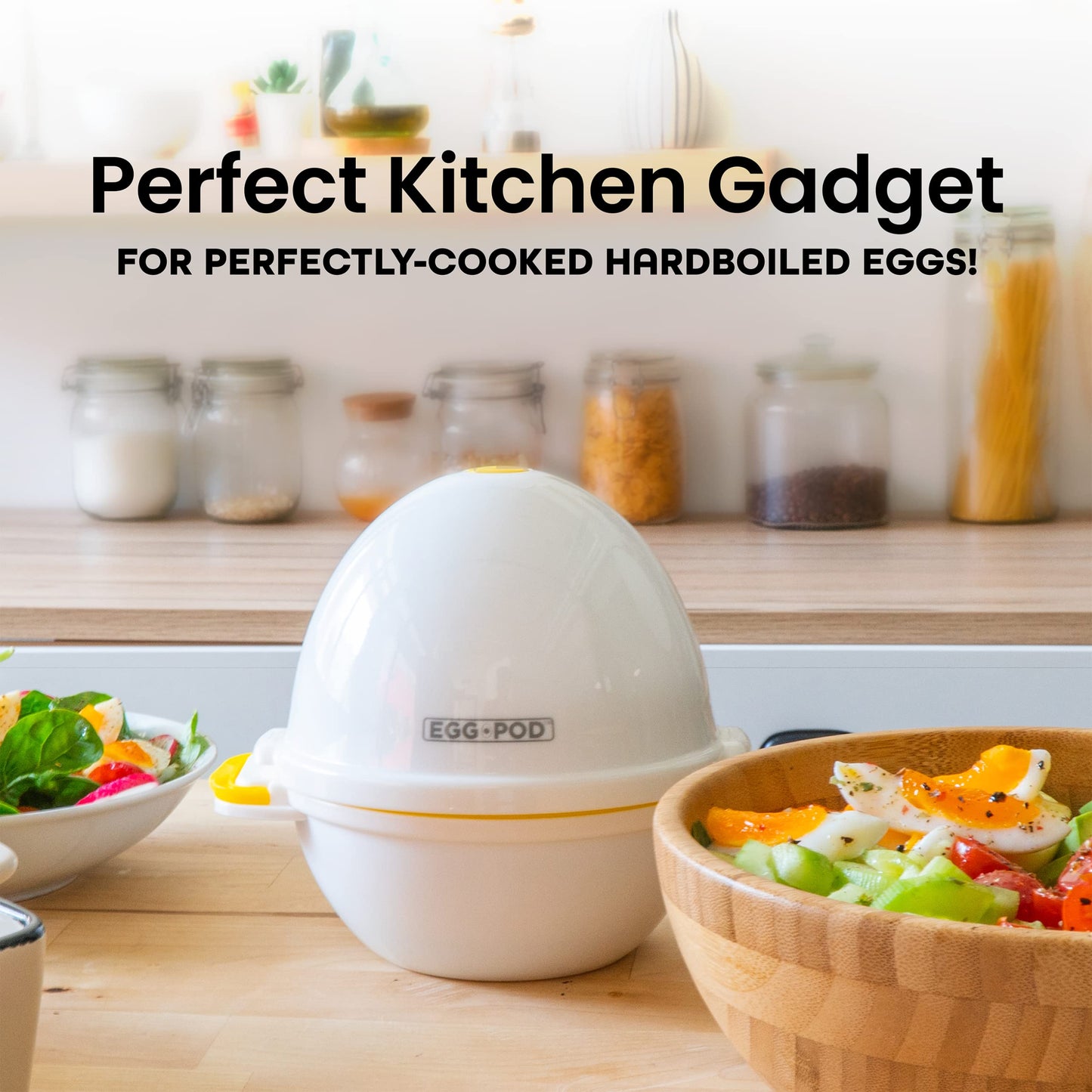 Eggpod by Emson Egg Cooker Wireless Microwave Hardboiled Egg Maker, Cooker, Egg Boiler & Steamer, 4 Perfectly-Cooked Hard boiled Eggs in Under 9 minutes As Seen On TV