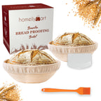 Banneton Bread Proofing Basket Set of 2-9" Round & 10" Oval - Rattan Sourdough Proofing Baskets and Sourdough Bread Baking Supplies for home bakers.
