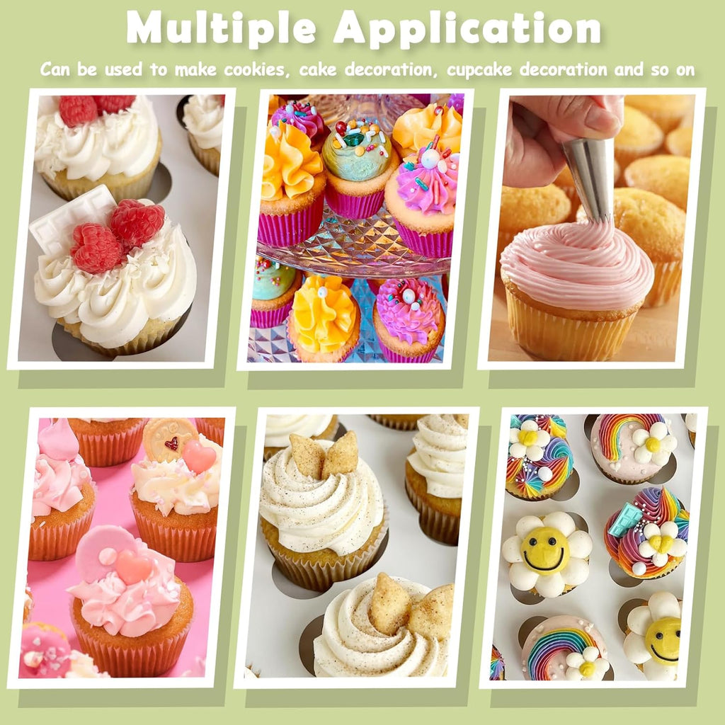 FANTEXY 33-Pieces Piping Bags and Tips Set, Reusable Cake Decorating Kit with 2 Pastry Bags, 24 icing tips, 2 Couplers, 2 Silicone Rings and 3 Scrapers, Cupcake Frosting Piping kit