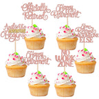 30 PCS Happy Retirement Cupcake Toppers Officially Retired No Work Zone Adventure Begins Cupcake Picks for Retirement Theme Farewell Birthday Party Cake Decorations Supplies Black