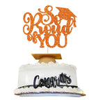 1Pc Congrats Grad 2025 Cake Topper Red Glitter Diploma Graduation Cap Cake Pick Congrats Class of 2025 Cake Decorations for 2025 Graduation Theme High School Boys Girls Graduate Party Supplies