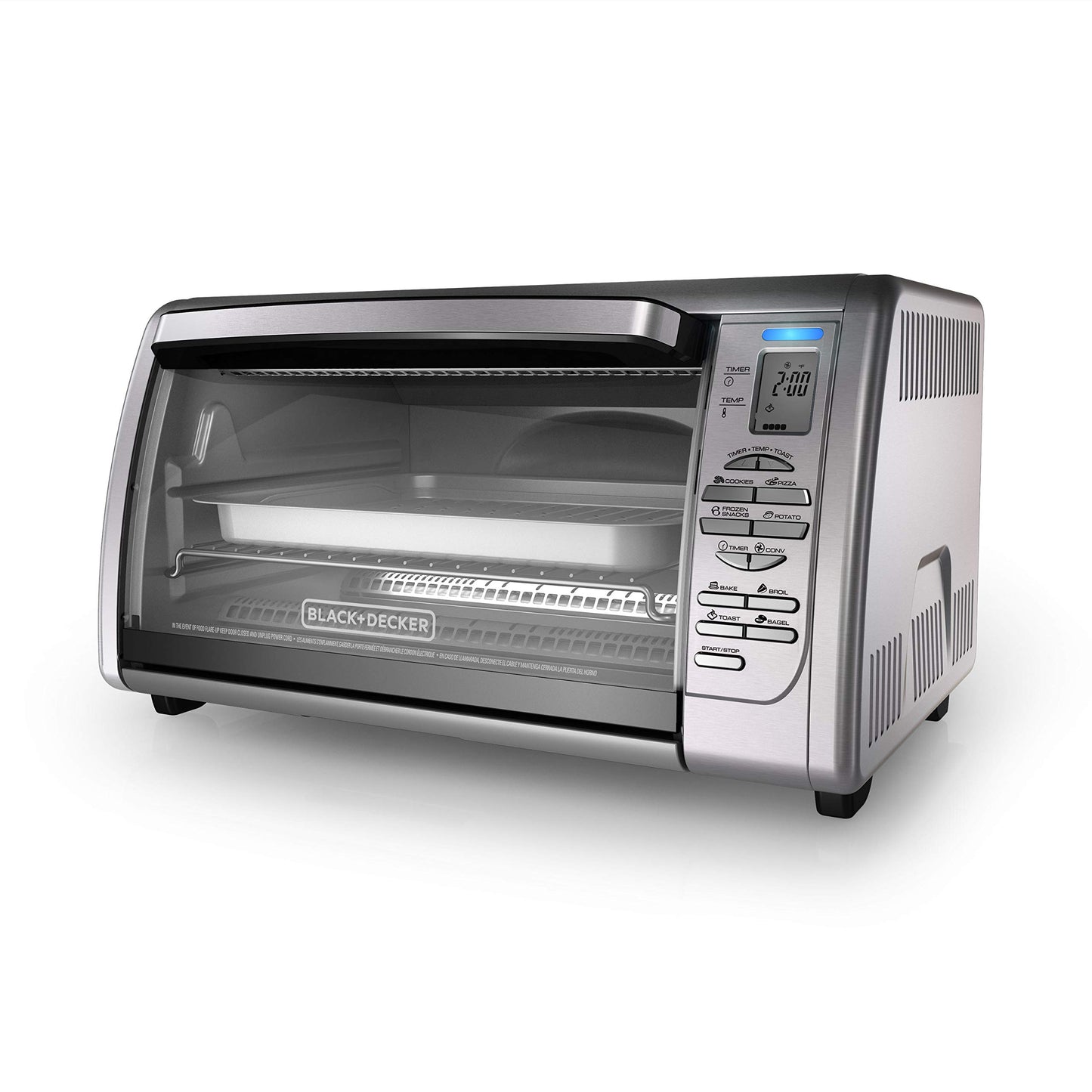 Black+Decker Countertop Convection Toaster Oven, 8 One-touch Cooking Functions, Stainless Steel