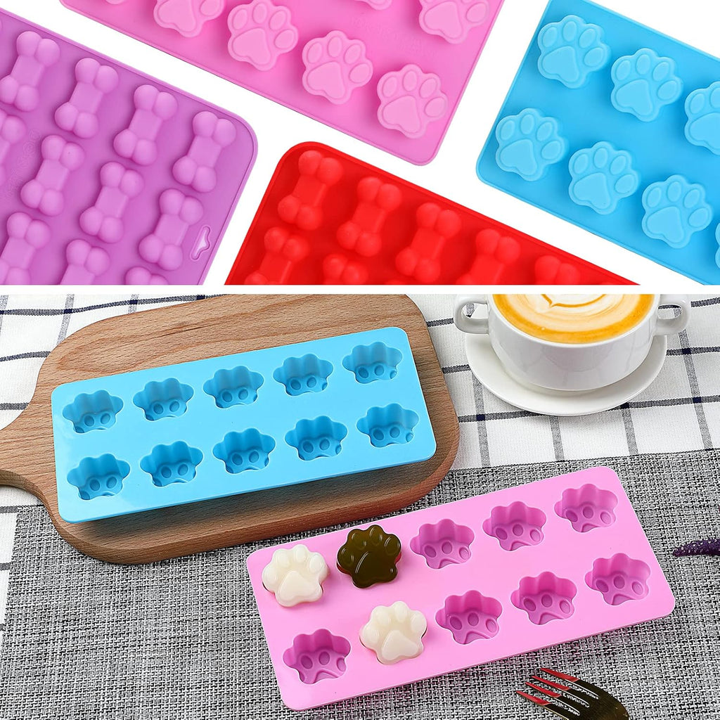 Puppy Dog Paw Bone Silicone Mold, Baking Mold, Used for Jelly, Candy, Chocolate,Ice Cube, Can Bake Dog Snack Biscuits