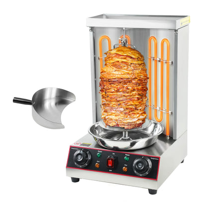 XXUNYNUIN Electric Shawarma Grill Machine Doner Kebab Machine Vertical Broiler Grill Gyro Rotisserie Oven with Meat Catch Pan