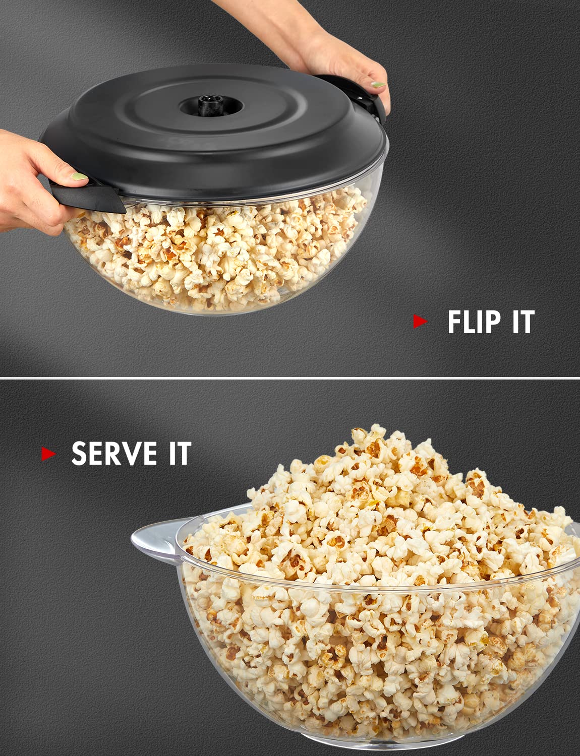 Maszyna do popcornu, 6-kwartowa maszyna do popcornu, nieprzywierająca płyta, elektryczne mieszanie z technologią szybkiego nagrzewania, uchwyty Cool Touch (czarne)