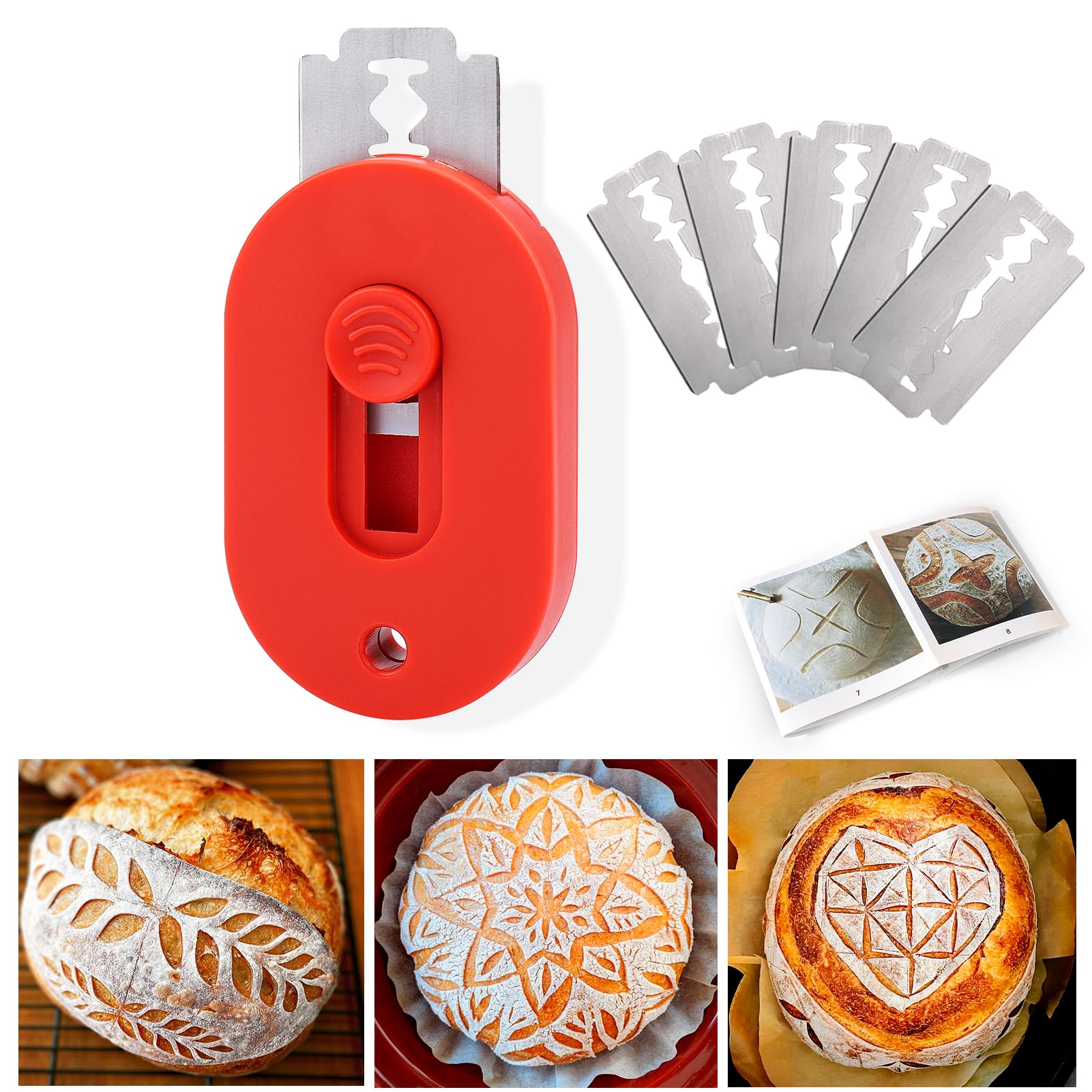 XANGNIER Extractable & Magnetic Bread Lame Dough Scoring Tool,Sourdough Scoring Tools,Bread Dough Cutter Slashing Razor Tool,5 Razor Blades,Bread Baking & Making Tools Supplies Accessories