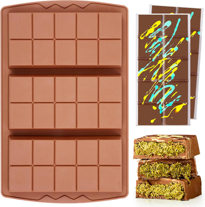 1 Pc Chocolate Bar Mold Deep Large Chocolate Molds Silicone Break Apart Thick Silicone Molds for Candy Bar (10 Snap）