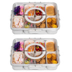 Divided Snack Serving Tray with Lid and Handle Travel Snackle Charcuterie Container Portable Storage Organizer for Candy, Fruits, Nuts, Snacks, Party, Picnic (1pack, Lake blue)
