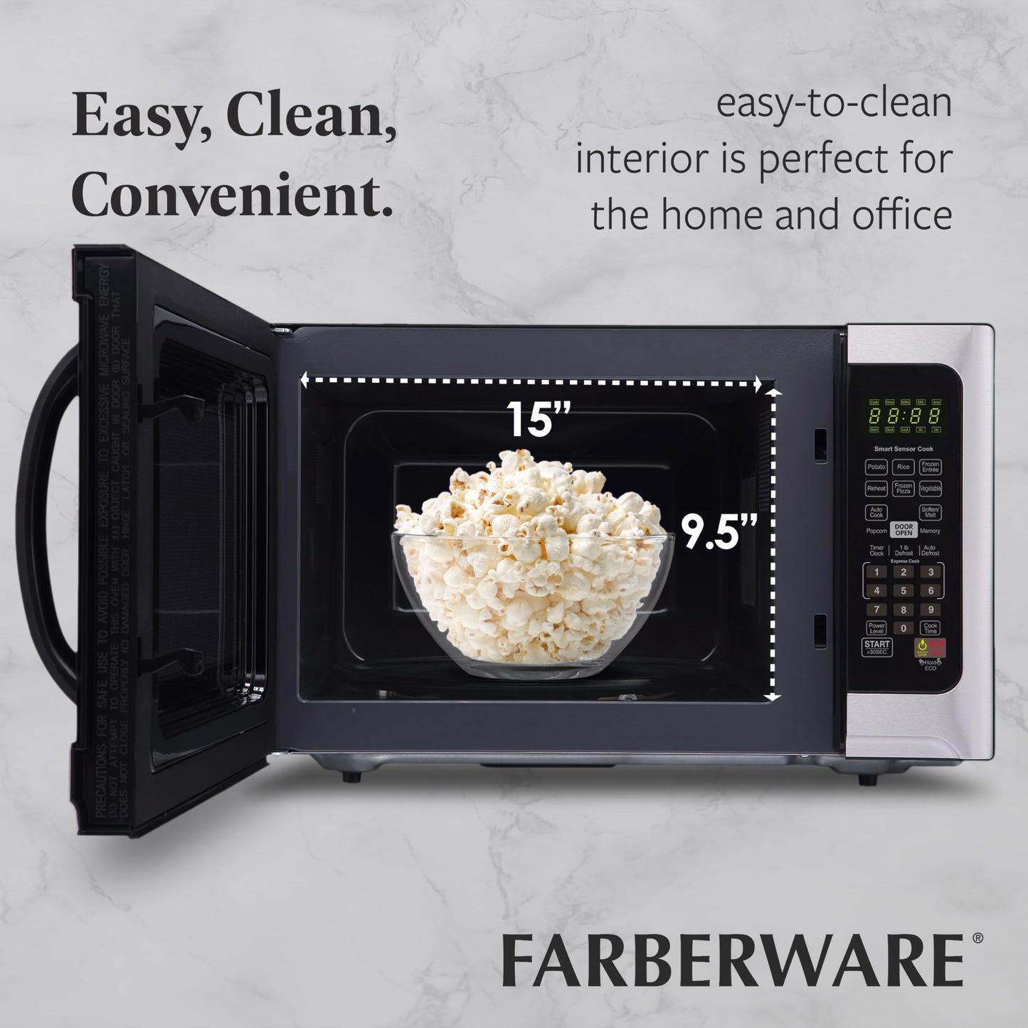 Farberware Countertop Microwave Oven with Sensor Cooking, 1.2 cu. Ft, Stainless Steel