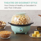 Elite Gourmet EPM330M Automatyczna maszyna do popcornu, mieszająca, 12-kubkowa, maszyna do popcornu na gorący olej z miarką i wbudowaną odwracalną miską do serwowania, idealna na domowe przyjęcia dla dzieci, zatwierdzona przez ETL, mięta