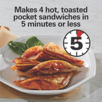 Hamilton Beach Electric Sealed Sandwich Maker Grill with PFAS-Free Nonstick Plates, Makes Stuffed French Toast, Omelets, Compact & Easy to Store, Black (25430G)