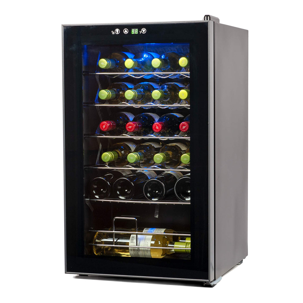 BLACK+DECKER 24 Bottle Wine Fridge with LED Display, Compressor Cooling Wine Cooler Refrigerator with Interior Light, Temperature Controlled Wine Bottle Chiller with Fridge Wine Rack